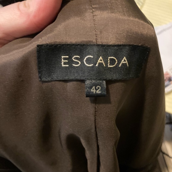 Escada Brown Pinstripe Long Jacket 3 Piece Suit - Picture 4 of 8